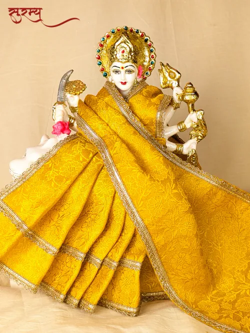 Suvarna Pushpa Saree | Yellow Silk Brocade Saree for Mata Rani Ji