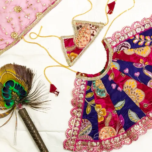 Rangini – Pink & Purple Silk Navratri Dress for Mata Rani