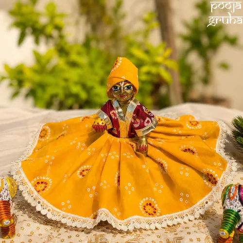 Kesari Raas Laddu Gopal Cotton Dress Set