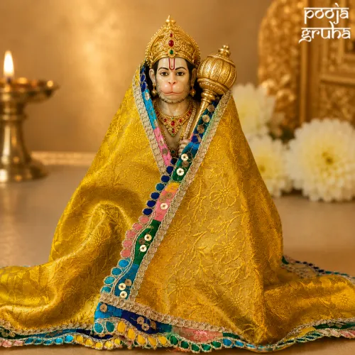 Yellow silk brocade Chola for Gods - Small ( 1 - 3 Inches Idol )