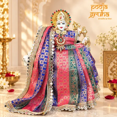 Rangmala Navratri Special 3-Piece Silk Brocade Saree Set for Mata Rani Ji