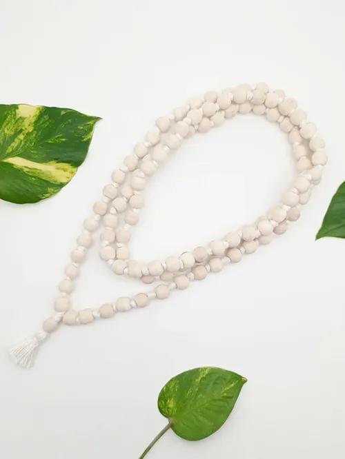 White Tulsi Mala 54 beads for wearing, 108 beads for Jaap