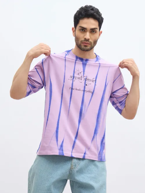 Lavender Spray Print T-Shirt – "कालः सर्वं विरोपयति" (Time Heals Everything)