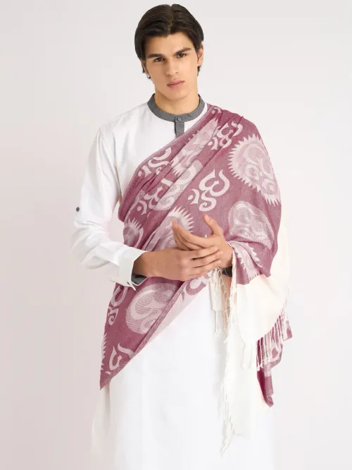 OM Printed (Purple and White) Stole for Men and Women by Rudrajap