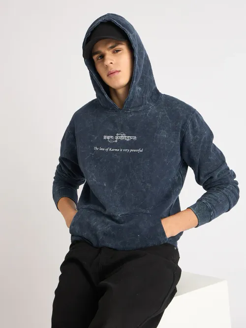 Indigo Blue Acid Wash Hoodie