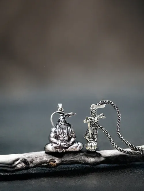 Bajrang Bali Silver Pendant Set of 2
