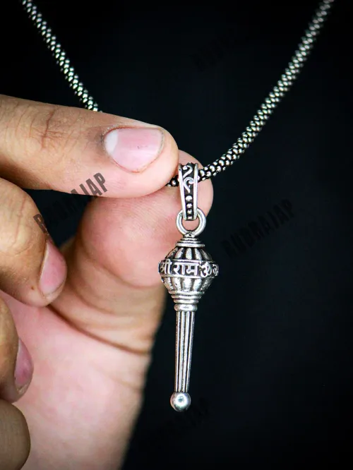 Men Sliver Chain Gada Pendant