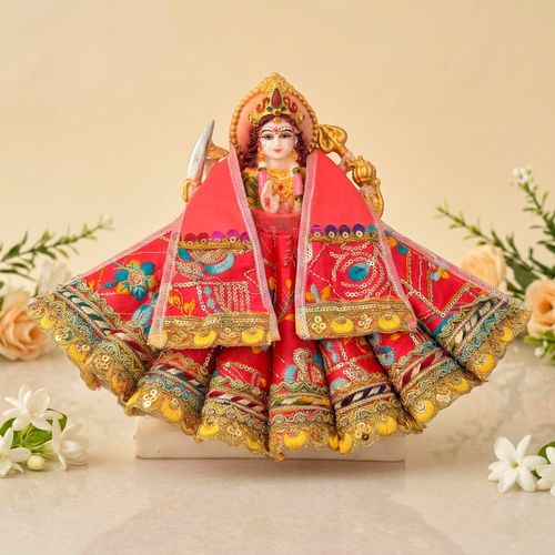 Fuchsia Pink Mata Rani Poshak Set with Lehenga and Matching Patka for Navratri