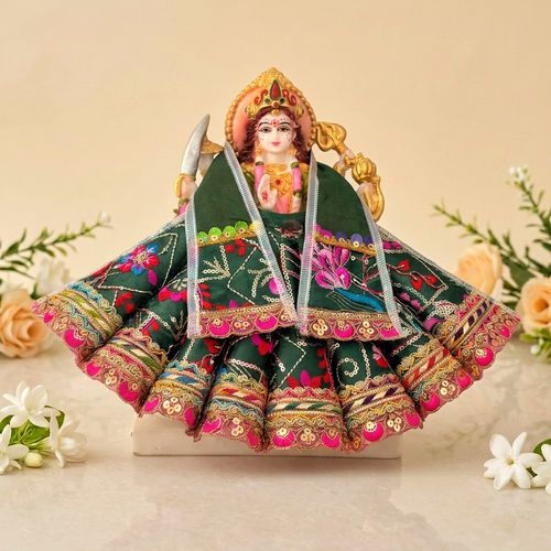 Green Mata Rani Poshak Set with Heavy Cone Lehenga and Patka