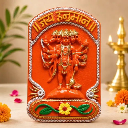 Panchmukhi Hanuman Ji Wall Hanging Idol, 8 Inch Hanuman Wall Decor for Home, Temple & Office