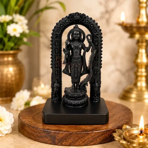 Ram Lalla Idol with Dashavatar Arch, 7 Inch Polyresin Shri Ram Lalla Murti for Home Temple, Office & Car Dashboard