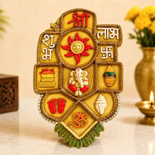 Shubh Labh Ganesh Ji Wall Hanging 8.5 Inch Vastu Wall Decor for Home & Temple