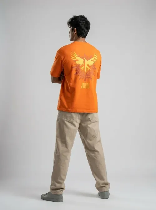 JATAYU Oversized Graphic Print T-Shirt - Fanta Orange