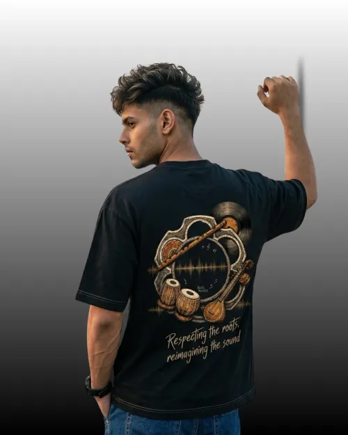 Roots & Remixed Heritage Oversized Tee - Black