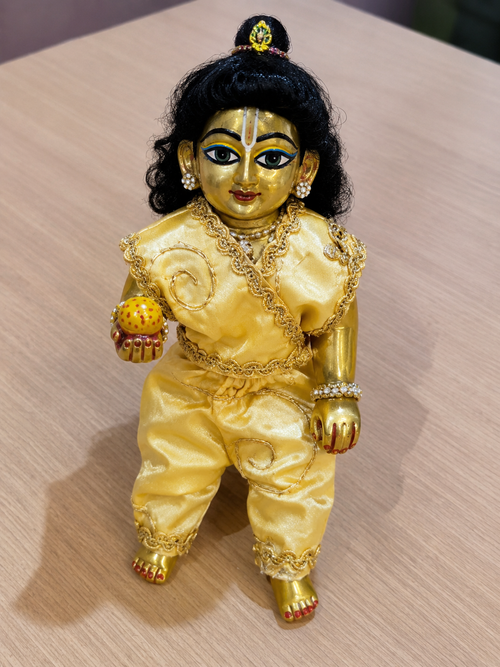 Shree Krishna Collections Archna Handmade Golden Laddu Gopal Ji Half Jacket Pant Dress Size 4