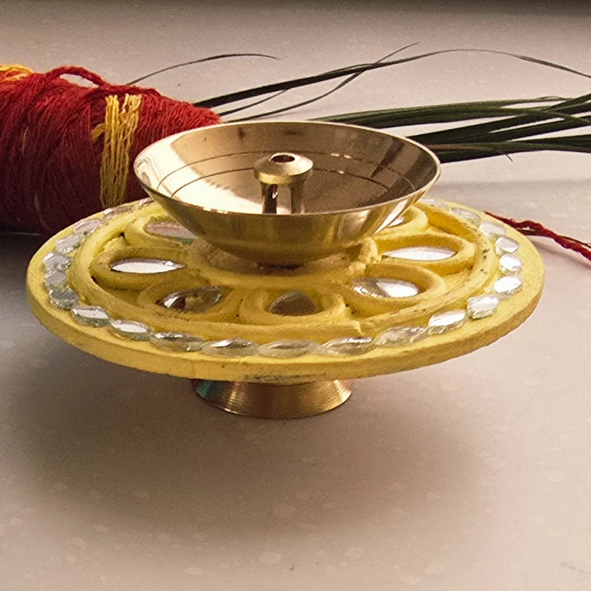 Yellow MDF Brass Diya with Box product image