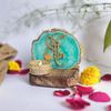 Jai Shree Ram Green Agate Stone with Wood Stand Religious Home Decor Ideal for Bedroom thumbnail 3