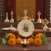 Mother of Pearl Radha Krishna Showpiece With Metal Stand thumbnail 2