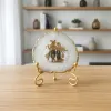 Agate Radha Krishna Showpiece with Metal Stand - White thumbnail 1