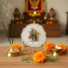 Agate Radha Krishna Showpiece with Metal Stand - White thumbnail 2