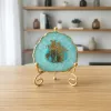 Agate Radha Krishna Showpiece with Metal Stand - Turquoise thumbnail 1