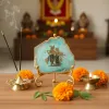 Agate Radha Krishna Showpiece with Metal Stand - Turquoise thumbnail 2