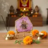 Agate Radha Krishna Showpiece with Metal Stand - Pink thumbnail 2