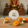 Agate Om Namah Shivay Showpiece with Metal Stand - White thumbnail 2