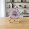 Agate Om Namah Shivay Showpiece with Metal Stand - Green thumbnail 4