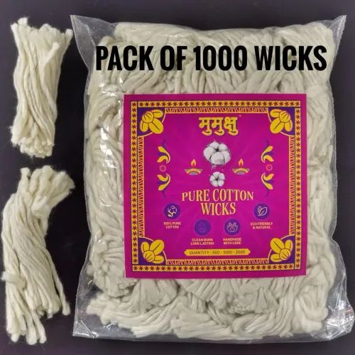 3 Inch Natural Cotton Diya Wicks for Pooja & Aarti, Pack of 1000