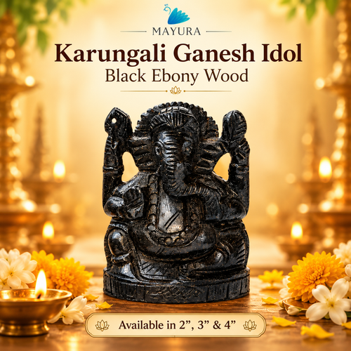 Original Karungali Ganesh Idol | Black Ebony Wood Vinayagar Statue for Pooja, Home & Gifting