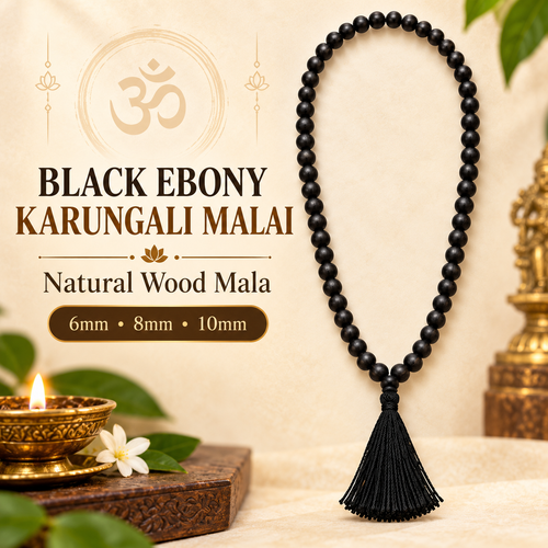 Original Black Ebony Karungali Malai | Natural Karungali Wood Mala for Spiritual Protection & Pooja