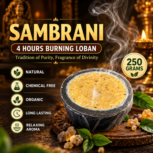 Mayura Natural Sambrani Loban 250g | 4 Hours Burning Sambrani Cup for Pooja & Home Fragrance
