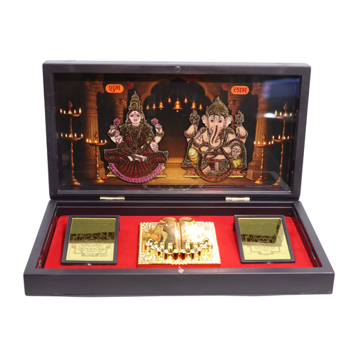 Lakshmi-Ganesha 3D Golden Plated Prayer Box