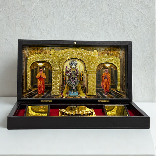 Jai Swaminarayan 3D Prayer Box | With Golden Plated Charan Paduka