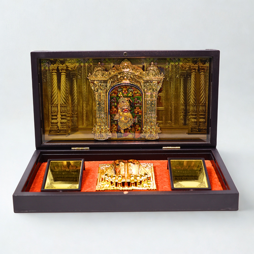 Shree Kashtabhanjan Dev Hanumanji Salangpur 3D Prayer Box | Golden Paduka Set with Devotional Box 