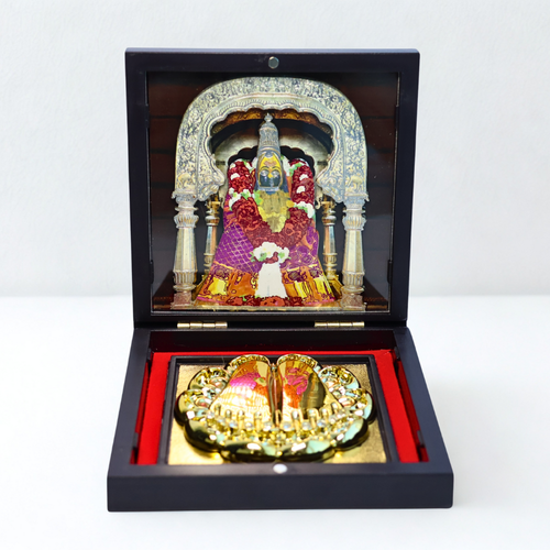Tulja Bhavani 3D Prayer Box | Divine Goddess Tuljapur Murti With Golden Plated Charan Paduka