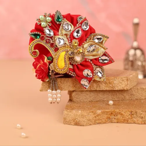 Premium Red Paisley Pagdi - 4 No. Laddu Gopal