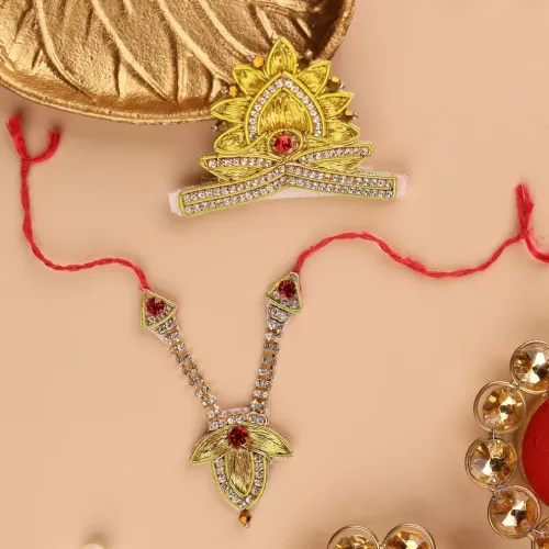 Divya Raas Golden Mukut & Mala Set