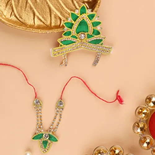 Divya Raas Green Mukut & Mala Set
