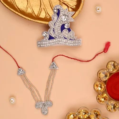 Saawan Sugandh Blue Mukut & Mala Set