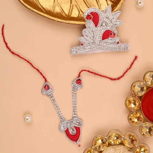 Saawan Sugandh Red Mukut & Mala Set