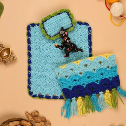 Mayur Laddu Gopal Bedding Set - 3 Pc