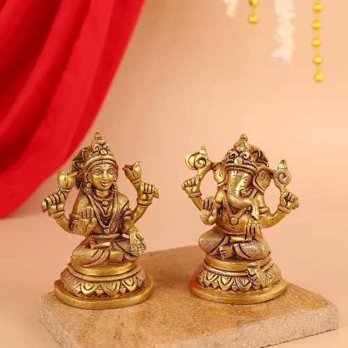 Laxmi-Ganesh Brass Idol