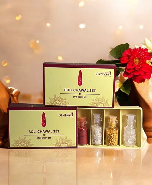Girdhari - Essence of Divine Roli Chawal Set, 5 gm Each, Pack of 4, Ideal for Gifting, Raksha Bandha