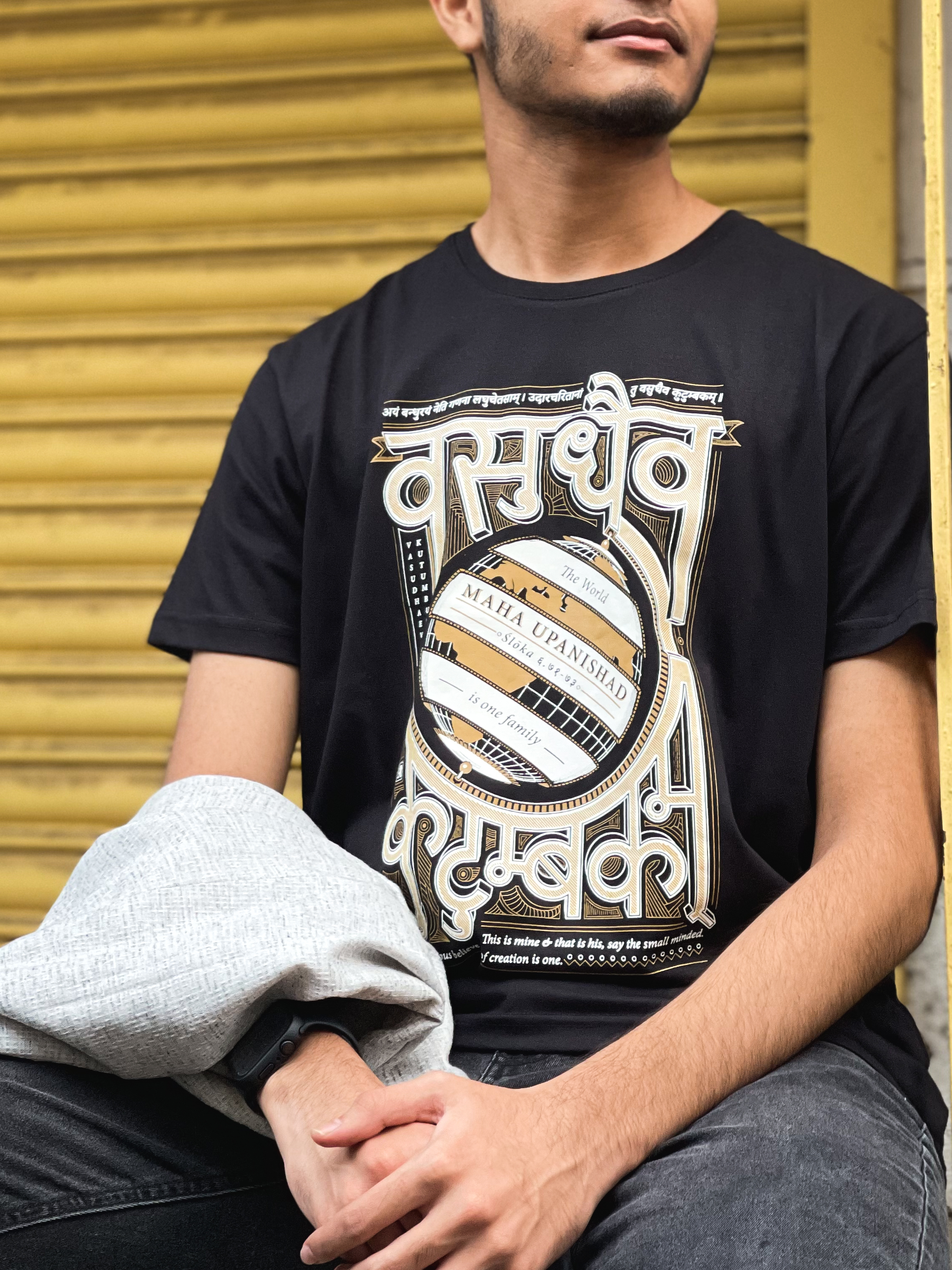 Vasudhaeva Kutumbakam - Black | Regular Fit product image