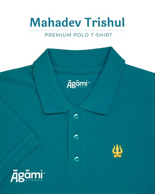 Trishul Polo Neck - Teal Blue | Regular Fit