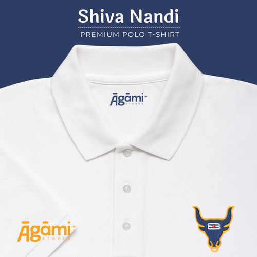 Shiva Nandi Polo Neck Tshirt - White | Regular Fit