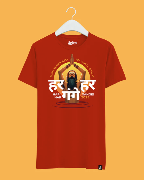 Har Har Gange Red Tshirt | Regular Fit