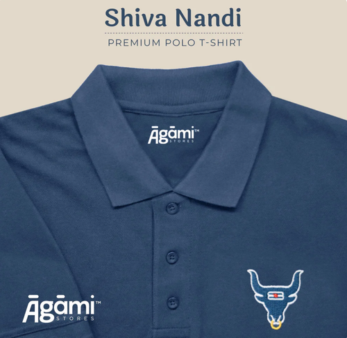 Shiva Nandi Polo Neck Tshirt - Denim Blue